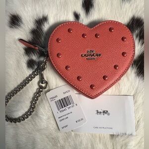 Coach Coral Heart Wristlet with Studs